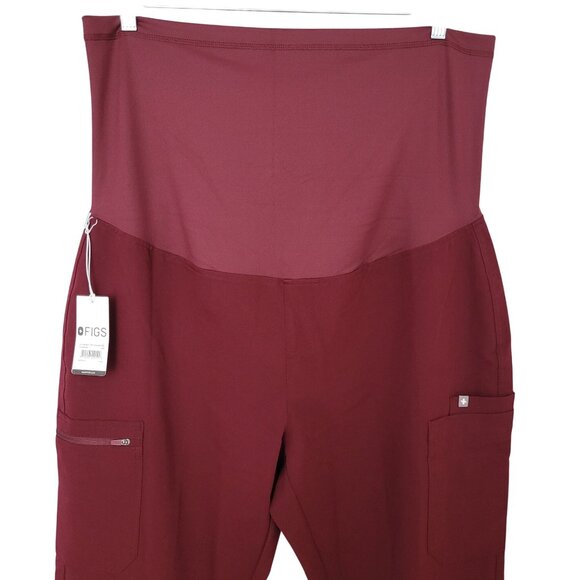 Figs Yola Maternity Petite Scrub Pants Womens Size 2XL Burgundy NWT - Picture 3 of 6